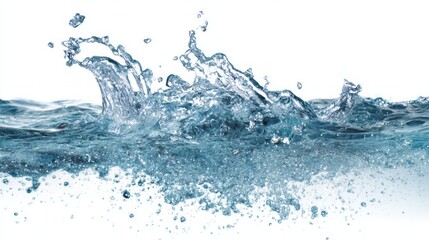 Wallpaper – refreshing water splash isolated on white background featuring dynamic liquid motion, clear droplets, and fluid transparency, perfect for clean design concepts, beverage advertising, and n