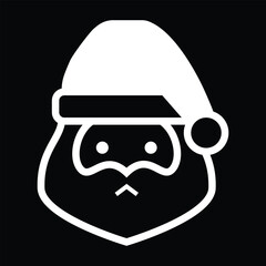 Santa Face Icon, Minimal Santa Claus Clipart, Christmas Head SVG, Holiday Line Art