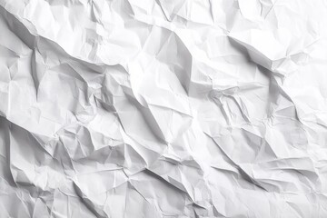 Fototapeta premium Close-up view of a white crumpled paper texture with various creases and shadows creating an uneven surface