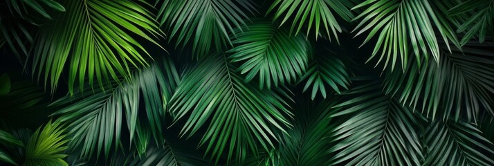 Tropical Palm Leaves Background Image with Dark Green Lush Foliage and Rainforest Texture Design