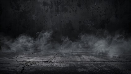 Fototapeta premium Dark textured concrete surface with mist, suitable for product display backgrounds