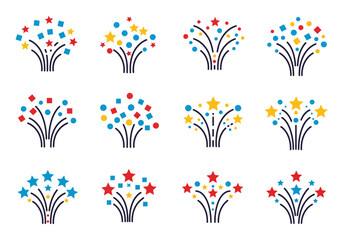Colorful Celebration Festive Fireworks Collection Vector Graphics