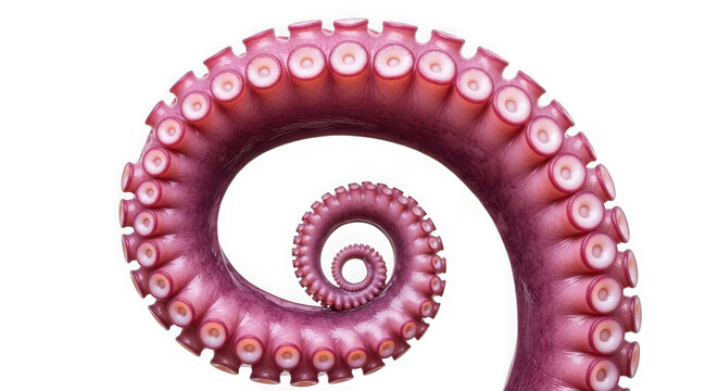 Spiraling octopus tentacle with suction cups forming a pattern