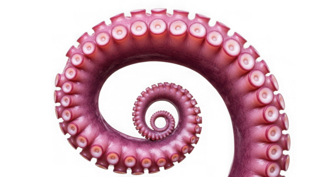 Spiraling octopus tentacle with suction cups forming a pattern