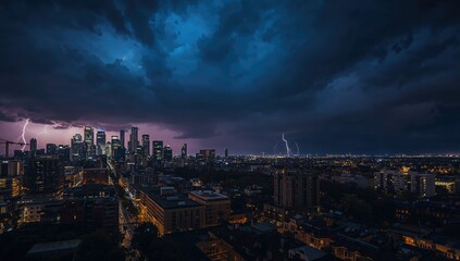 Fototapeta premium Lightning Strikes Above Melbourne, Atmospheric Phenomenon