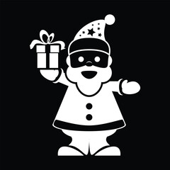 Santa Claus Holding Gift Box Silhouette Icon