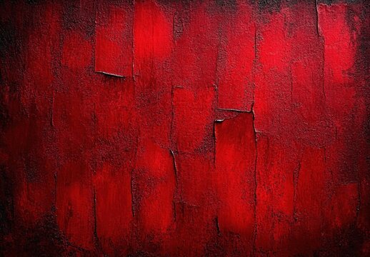 close-up of a textured red wall with peeling paint creating an abstract pattern with contrasting dark shadows - Powered by Adobe