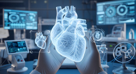 Futuristic heart analysis using holographic projection in medical research