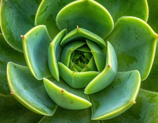 Closeup Green Succulent Plant Detailed Texture