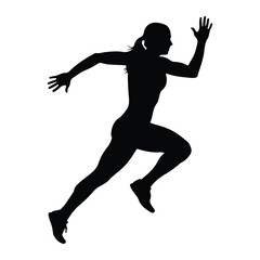 Female Runner Silhouette in Mid- Stride woman running