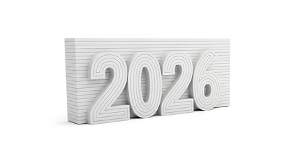 Clean, futuristic 3D numbers representing the year 2026 on a white background.