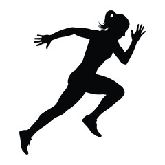 Female runner starting sprint silhouette woman athlete