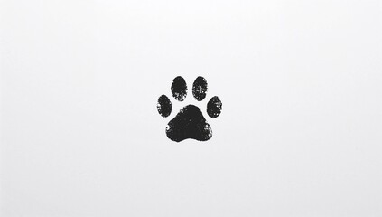 Animal paw prints featuring dog and cat designs on a white background with a black silhouette of a puppy's paw. Beautiful paw patterns and footprints captured in detail.