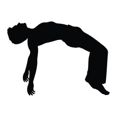 Man Silhouette Arching Back White Background male human