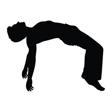 Man Silhouette Arching Back White Background male human
