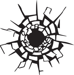 Cracked earth hole black silhouette vector 