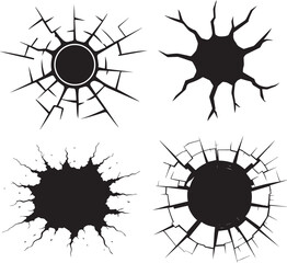 Cracked earth hole black silhouette vector 
