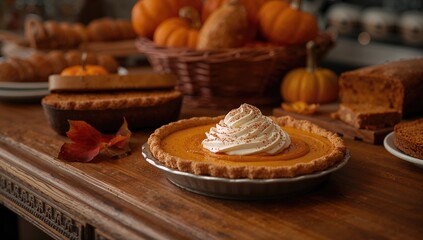Freshly baked sweet potato pie showcased in a bakery, fiber-dense choice