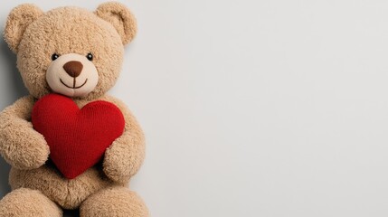Obraz premium Cute teddy bear embraces heart-shaped token, perfect for expressing love on any occasion