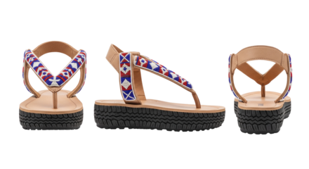 Women's platform sandal with ethnic beaded straps a boho style summer footwear collection