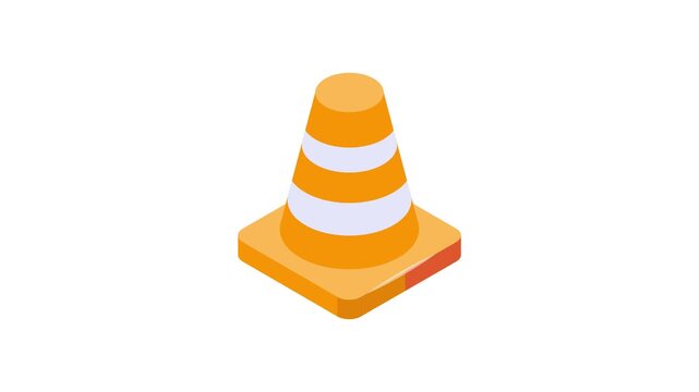 Take your hands on this amazing isometric animated icon of construction cone
