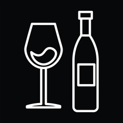 Wine Bottle and Glass Silhouette Icon