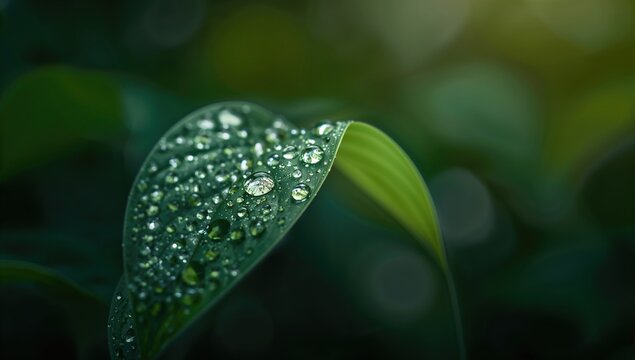 Leaf of Lygodiaceae - Lygodium Palmatum showcasing wet green hues adorned with raindrops, highlighting seasonal change