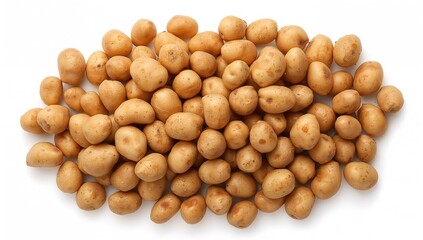 A collection of unprocessed potatoes arranged on a plain white backdrop, fiber-dense choice