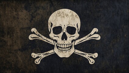 Elegant and artistic abstract pirate flag with detailed fabric texture and dynamic fluttering effect