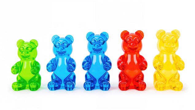 A collection of colorful plastic bear counters for educational purposes, ideal for teaching math concepts