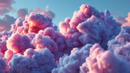Obraz premium Soft Pink and Purple Clouds at Dusk with Gentle Light Creates a Dreamy Atmosphere in a Surreal Sky