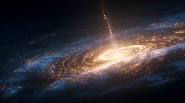 Celestial Nexus: A breathtaking depiction of a celestial event unveils a galactic core with bright, glowing energy, reaching towards the vastness of the cosmos.