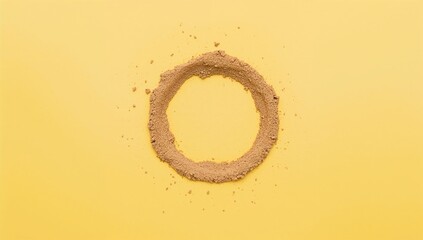 Hole in sand revealing yellow background, summer theme, design element for seasonal layouts