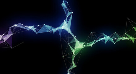 A digital representation of interconnected nodes and lines forming a complex network on black background ai generated