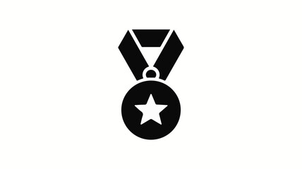 Black star medal icon on white background award badge