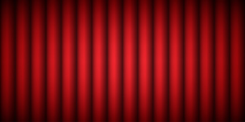 Red Velvet Theater Curtain Stage Background. Realistic theater stage drapes texture for performance backdrop, cinema premiere design, event presentation, awards ceremony, or luxury interior. Vector