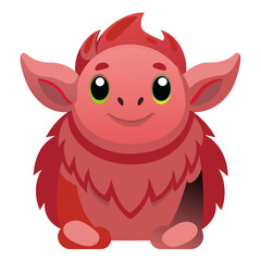 Adorable red cartoon monster with big eyes and a friendly smile, perfect for children's books, animated content, or playful designs, vector illustration