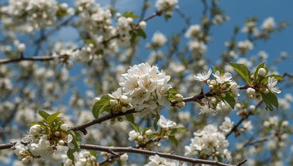 Obraz premium Apple tree in full bloom, showcasing seasonal change