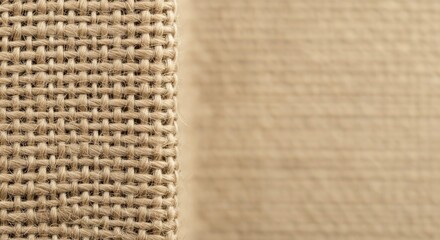 Fototapeta premium Close-up of hemp textile with coarse natural fibers, organic beige tone