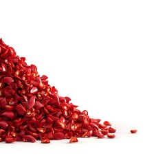 Vibrant Red Petals Piled Gracefully on White Background