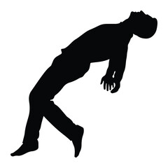 Silhouette of a man in a dramatic falling pose vector