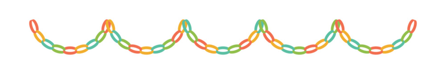 カラフルな折り紙の輪飾りのイラスト