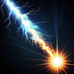 Powerful Lightning Strike Illuminating Dark Background with Electric Energy and Radiant Flare