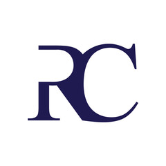 letter rc logo design vector with serif font	