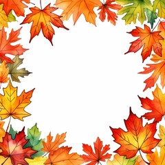 Obraz premium Colorful Autumn Leaves Border Frame in Warm Hues of Orange, Yellow, Red, and Green