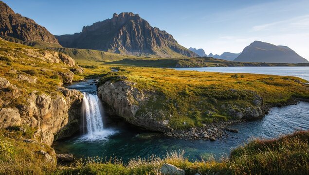 Majestic peaks rise high in the fjords of Greenland, showcasing natural beauty and accessibility