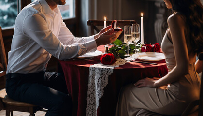 Luxury dinner proposal — romantic engagement at candlelit table