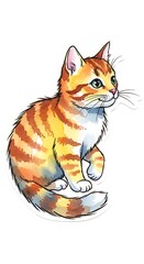 Obraz premium Adorable Orange Tabby Kitten Illustration with Detailed Fur and Whiskers.