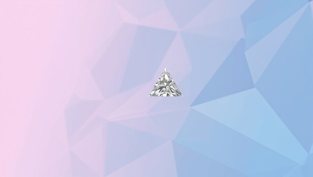Light pink and blue triangular illustration featuring a central gemstone, ideal for business presentations, geometric design focus