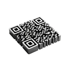 3D Rendered QR Code with Metallic Texture and Depth on Background QR code quick response code isolated on a transparent background